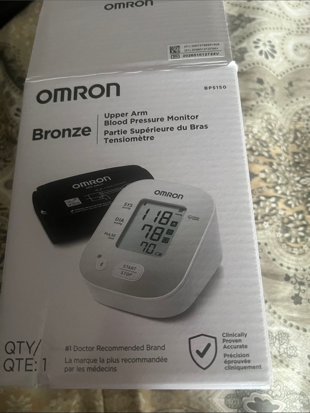 OMRON White Upper Arm Blood Pressure Monitor